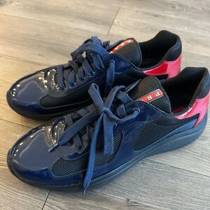 Prada Navy and Red Sneakers